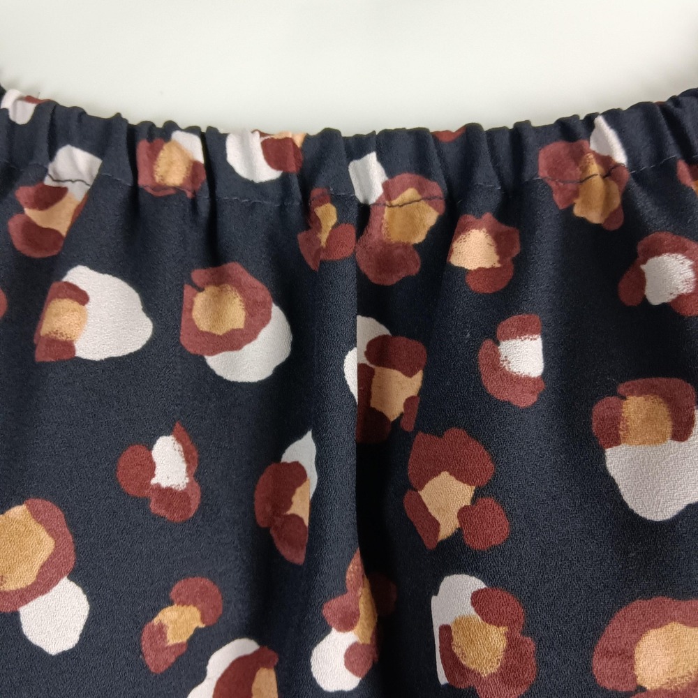 Ann Taylor Dress Womens XS Navy Blue Abstract Dot Puff Sleeve Lined Peasant - Picture 5 of 11
